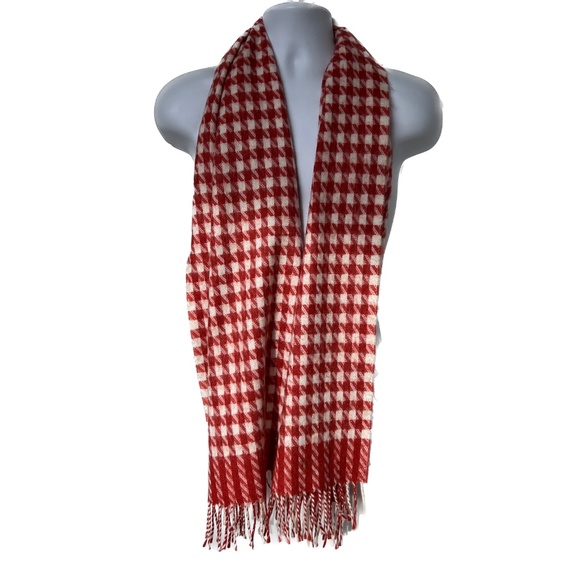 Eaton Scarf Rectangle Reddy Orange Soft w Fringe Large Herringbone Pattern - Picture 5 of 5